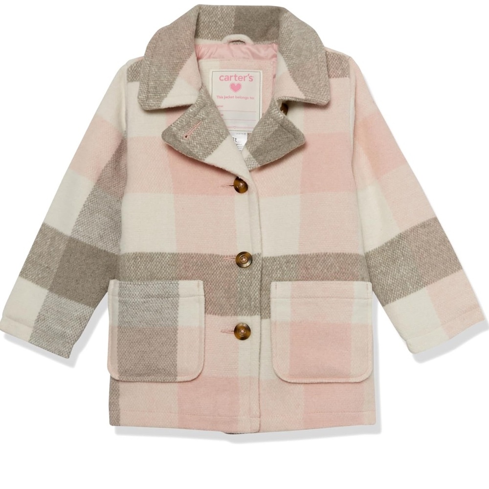Carter's Pink Plaid Kids Jacket Little girls Size 6.